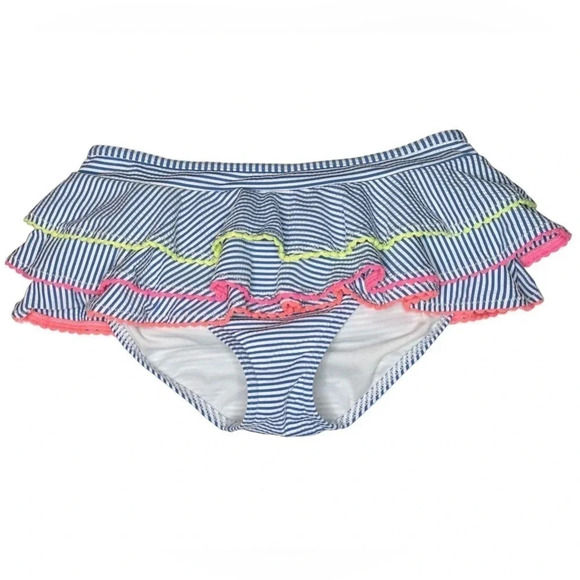 Mini Boden | Swimsuit Bottoms Ruffle Seersucker Striped Stretch EUC - Picture 7 of 9
